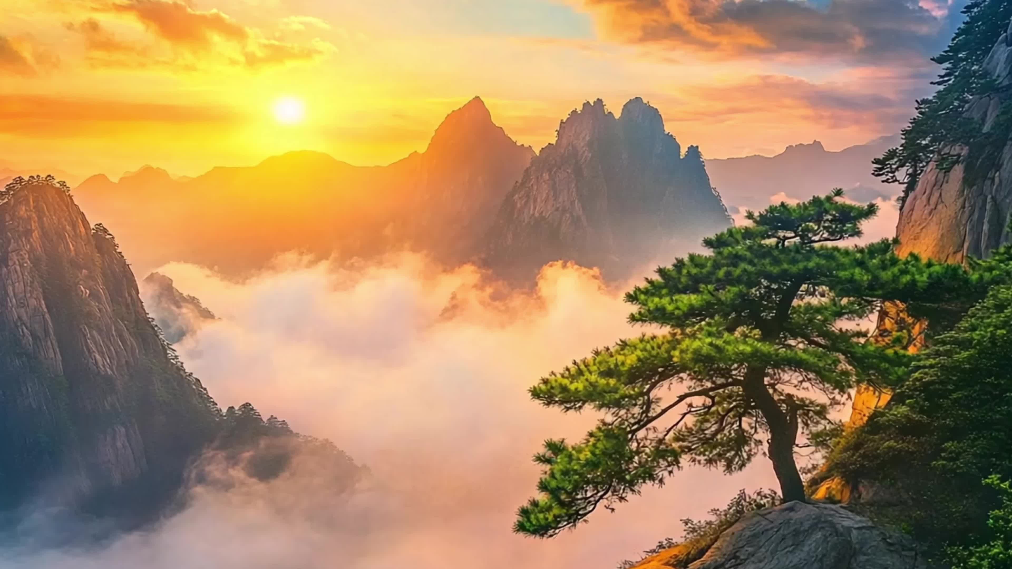 Sunset in Mount Huangshan